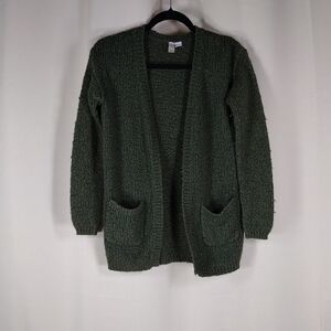 Forever 21 Exclusive Casual Knit Olive Green Textured Stretchy Sweater Cardigan